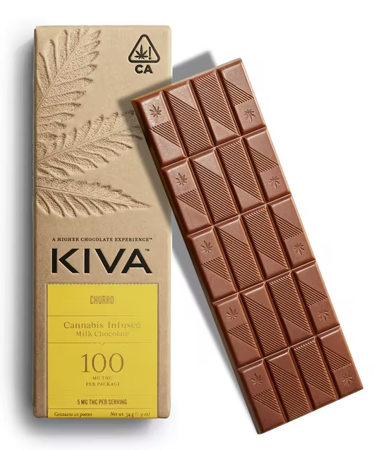 KIVA CHURRO MILK CHOCOLATE BAR 100MG