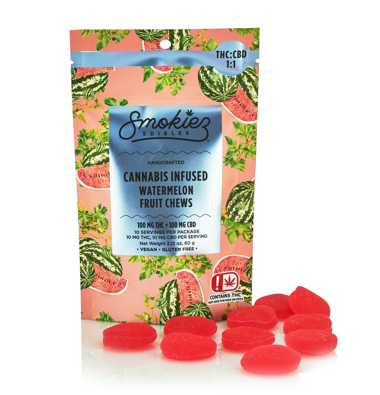 Watermelon 1:1 THC:CBD Fruit Chews 200MG
