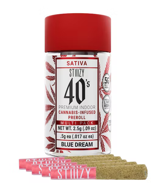 BLUE DREAM INFUSED 40S PREROLL 5PK BY STIIIZY